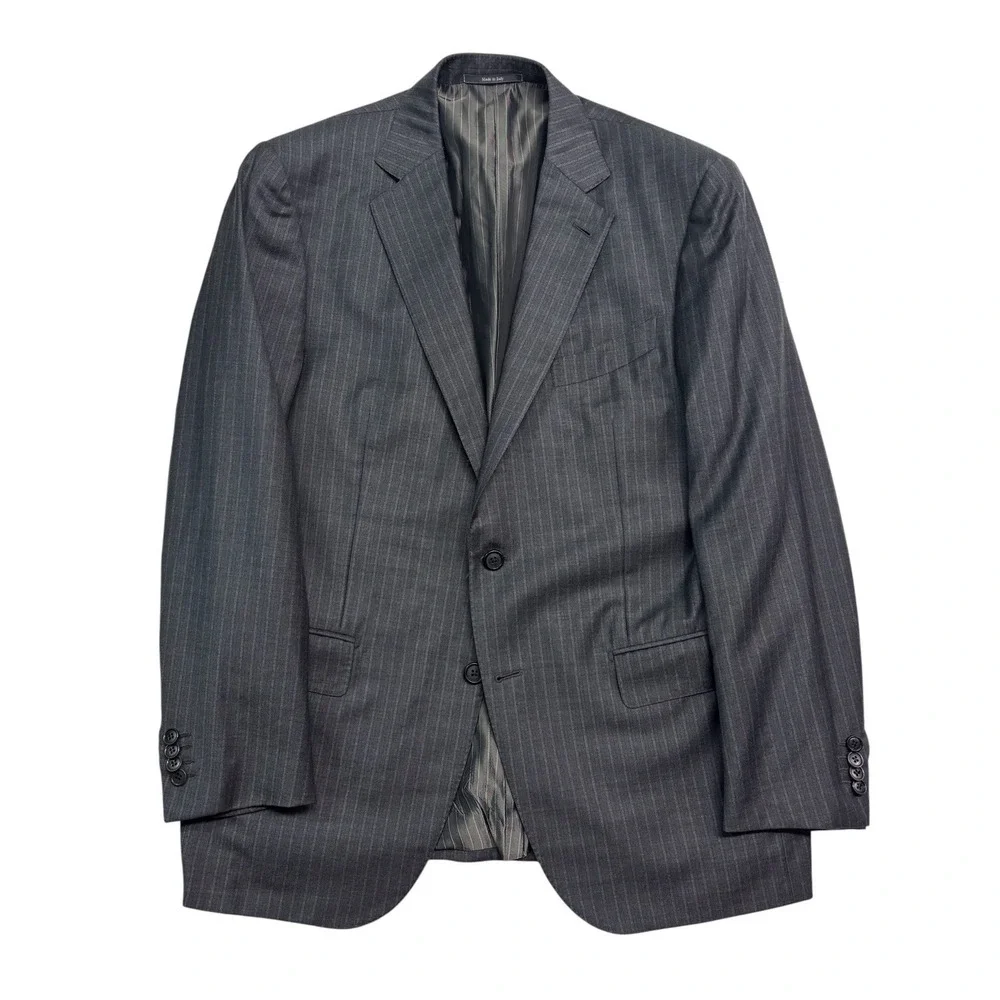 Ermenegildo Zegna 52 42S 36x28 Gray Stripe 2pc Pant Suit Italy Mila Fit Wool